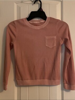 Cat & Jack Dusty Pink Ribbed Long-Sleeve Pocket Tee
